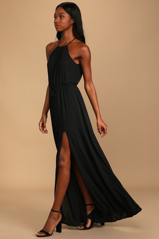 Lovely Black Dress - Maxi Dress ...